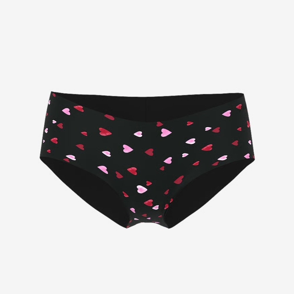 PINK Victoria's Secret Black Hearts No Show Hiphugger Underwear NIP/NWT size M
